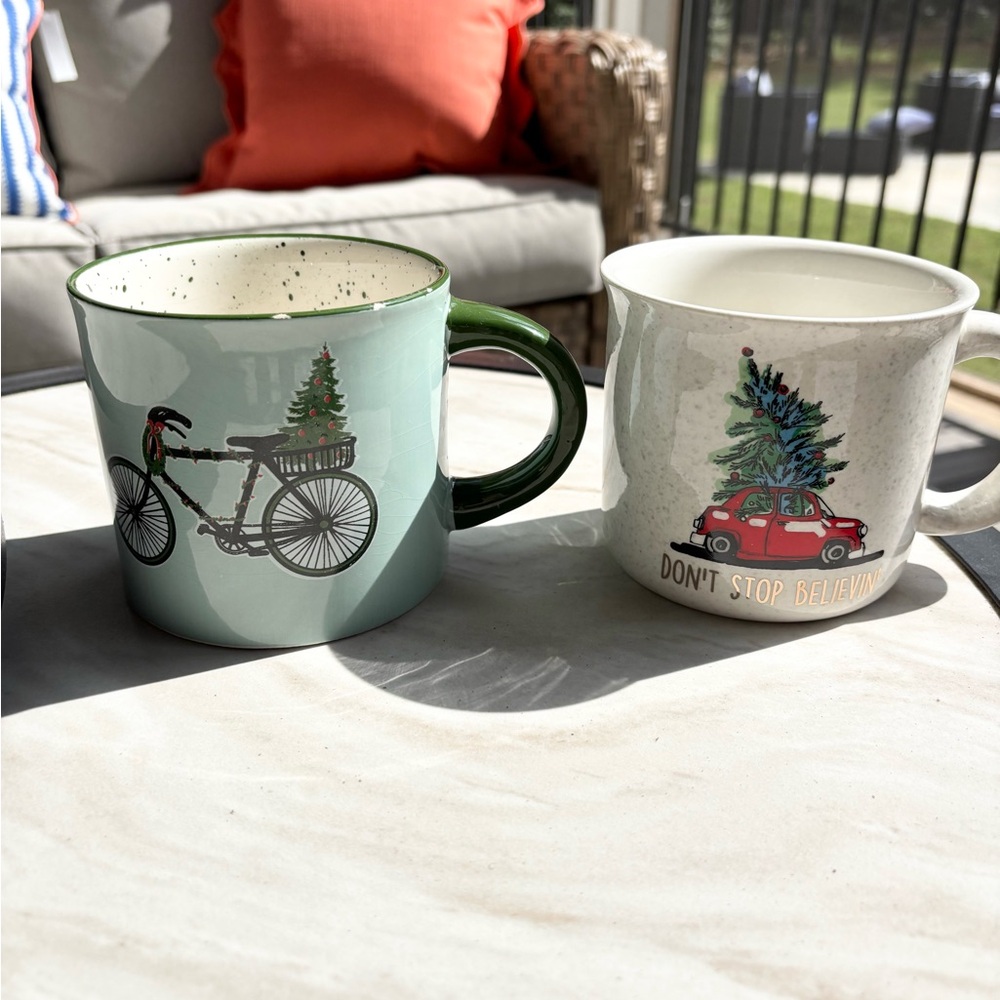 Holiday Bicycle and Car Mug Set